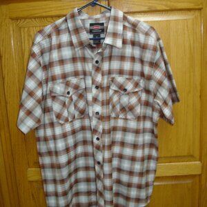 Mens American Fusion Gear Casual Western Style Plaid Shirt Size XL